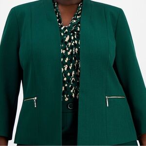 Kasper Green Blazer with Modern Zip Accents
